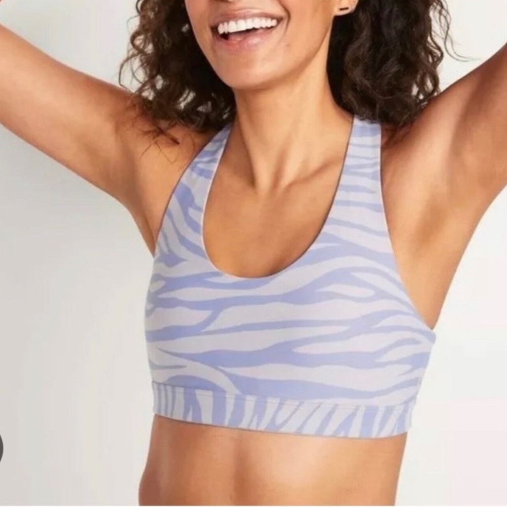 Old Navy Active Powersoft Support Periwinkle Zebra Print Sports Bra Small